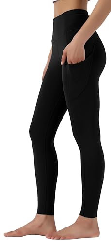 Leovqn Damen Sport Leggings Hohe Taille Blickdicht Yoga Hosen mit Taschen für Sports Laufen Joggen Training Freizeitkleidung Schwarz XS von Leovqn