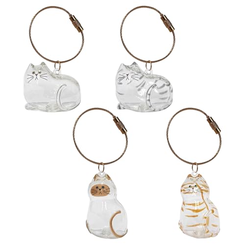 Katzenhaar Schlüsselanhänger Personalisiert, Süß Tierhaar Erinnerung Anhänger, Katzenhaar-Gedenkkapsel-Schlüsselanhänger, Interessante Transparente Aufbewahrungsbox für Katzenhaare (4 Stück) von Lergas