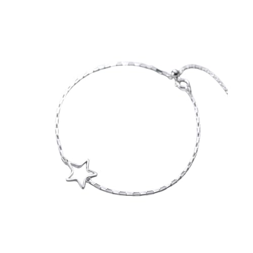 Armreif Silber,Sterlingsilber-Armband für Damen, Zierliches Quadratisches Kettenarmband Aus S925-Silber, Verstellbarer Armreif Mit Hohlem Pentagramm, Charm-Armbänder, Schmuck, Geschenke für Frauen von LerijN