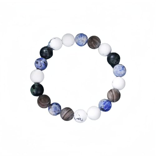 Kristall Armband,Chakra-Armband, Natürliche Weiße, Braune, Blaue Steinperlen, Kristall-Edelstein-Perlenarmband, Elastische Perlenarmbänder, Weihnachtsschmuck für Damen Und Herren von LerijN