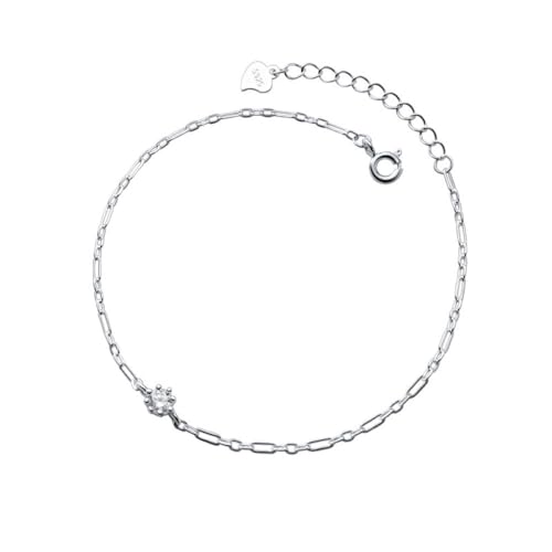 LerijN Armband Silber,Damen Silberarmbänder S925 Silber Sparkle Diamond Zirconia Charm Büroklammerkette Armbänder Armreif Verstellbares Silberarmband Schmuck Geschenke für Frauen von LerijN