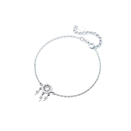 LerijN Armband Silber,Sterling-Silber-Armband für Damen, Zierliche S925-Silber-Kettenarmbänder In O-Form, Verstellbarer Armreif Mit Traumfänger-Anhänger, Schmuck, Geschenke für Frauen von LerijN