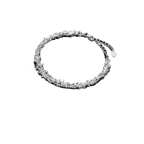 LerijN Armband Silber,Zierliche Damen-Silberarmbänder S925 Unregelmäßig Gebrochenes Silberarmband Armreif Verstellbares Karabinerverschluss-Silberarmband Schmuckgeschenke für Frauen von LerijN