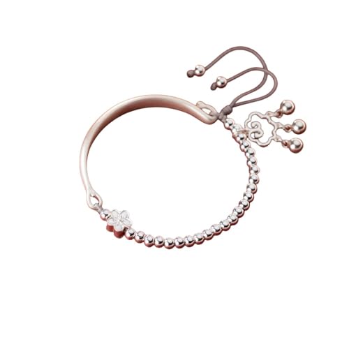 Silber Armband,Sterling-Silber-Armband für Damen, Zierliche Runde Perlen Aus 999Er-Silber, Halber Armreif, Verstellbares Charm-Armband Mit Wolkenschloss, Schmuck, Geschenke für Frauen von LerijN