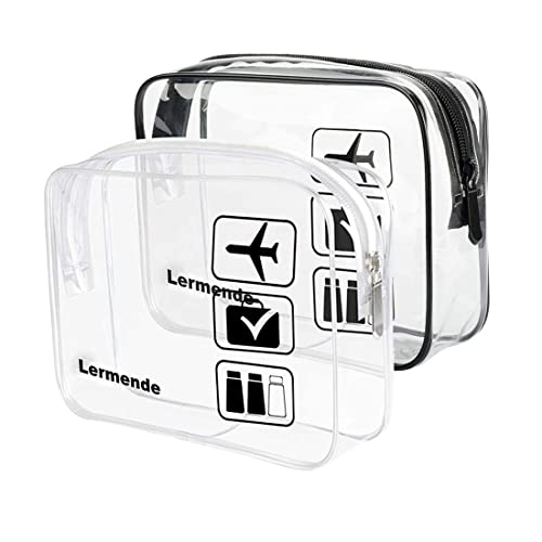Lermende Transparente Reisetasche, transparente Reise-Make-up-Tasche, TSA-geprüft, für Damen und Herren, Handgepäcktasche, Flughafen-konform, Quartgröße, 3-1-1 Beutel (schwarz, transparent) Lermende Transparente Reisetasche, transparente Reise-Make-up-Tasche, TSA-geprüft, für Damen und Herren, Handgepäcktasche, Flughafen-konform, Quartgröße, 3-1-1 Beutel (schwarz, transparent) von Lermende