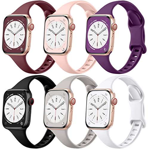 Lerobo Kompatibel mit Apple Watch Armband 38 mm 40 mm 41 mm iWatch Serie 7 6 5 4 3 2 1 SE Bands für Frauen Herren, Slim Thin Narrow Replacement Strap Silicone Sport Bands for Apple Watch Series 7 6 5 von Lerobo