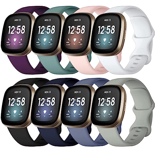 Lerobo Kompatibel mit Fitbit Sense Armbändern/Versa 3 Armbänder/Fitbit Versa 4 Band/Sense 2 Band Damen Herren, 8 Stück, weiche, Ersatzarmband für Fitbit Sense 2 1/Fitbit Versa 3 4, groß von Lerobo