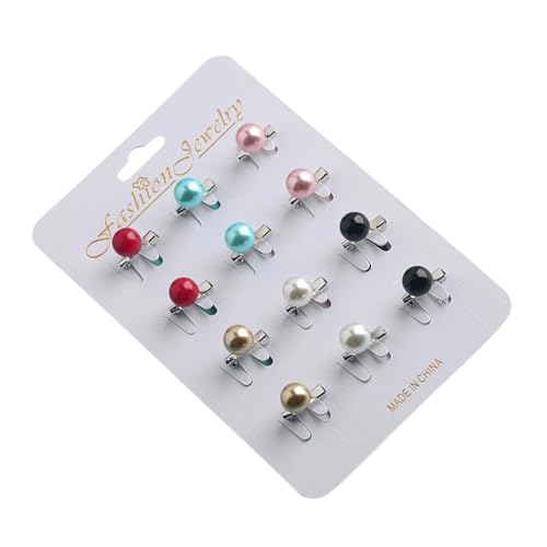 12pcs Faux Perlen Geformte Muslime Damen Kleid Brosche Haarschalklammern Kleidung Accessoire Für Formelle Oder Lässige Kleidung Frauen Kopftuch Sicherheitsclips von Lerpwige