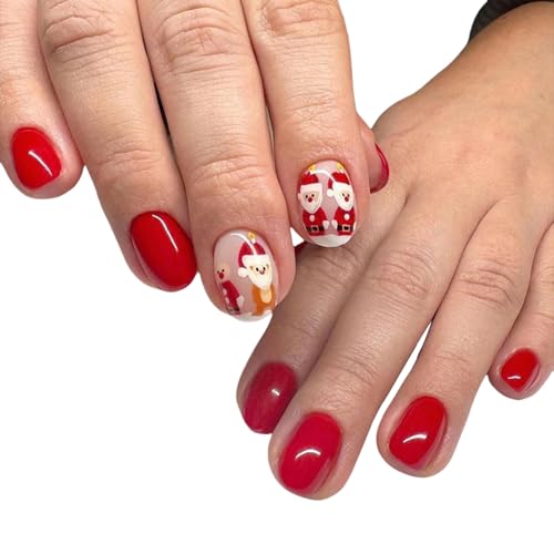 24 Stück Santa Full Covers Zum Aufkleben Der Nägel Künstliche Nägel Winter Kunstnägel Kurzes Aufdrücken Der Nägel Für Frauen Und Mädchen von Lerpwige