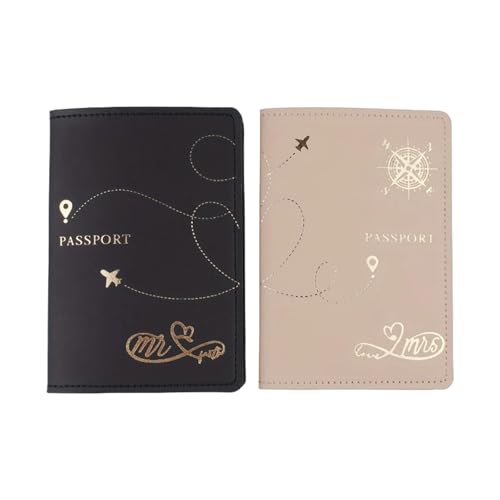 2pcs Ehepaar Pässe Haltere Set Flitterwochen Hochzeitsgeschenke Reisen Essentielle Weiche PU Leder Pässe Abdeckungen Für Frauen Männer Passhalter Mit Kartenschlitzen von Lerpwige