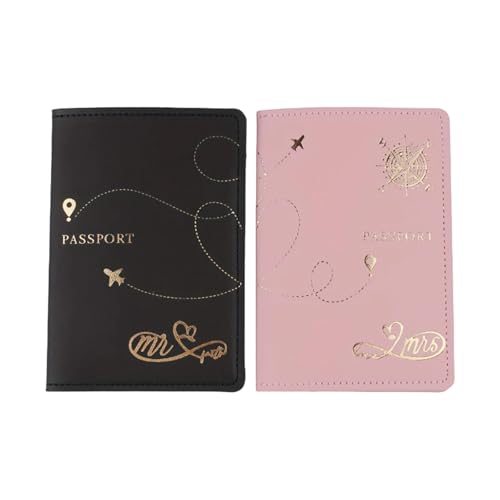 2pcs Ehepaar Pässe Haltere Set Flitterwochen Hochzeitsgeschenke Reisen Essentielle Weiche PU Leder Pässe Abdeckungen Für Frauen Männer Passhalter Mit Kartenschlitzen von Lerpwige