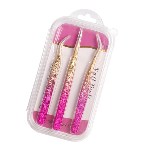 3 Stcs Nails Art Pinzers Metall Aufkleber Pinzetten Gerade Spitze Gebogen von Lerpwige