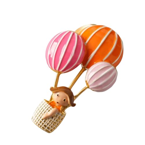 Cartoon Heißluftballon und kleines Mädchen Brosche Legierung Zubehör für Outfits Taschen Emailliertes Abzeichen Kleidung Zubehör Legierung Cartoon Luftballon Anstecknadel, Einheitsgröße, Wie von Lerpwige