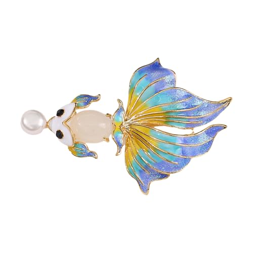 Cartoon Tierthema Brosche Pin Verlächert Goldfisch Abzeichen Modisches Geschenk Für Frauen Stilvolle Weihnachtsfeier Dekoration Stufe Farbe Fisch Schwanz Brosche von Lerpwige