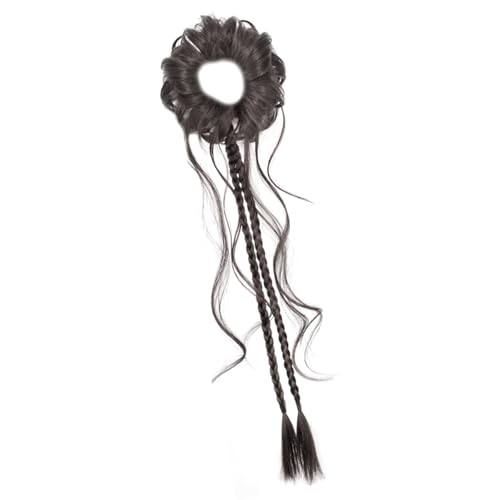 Doppelgeflecht Pferdeschwanz Haarbrötchen Synthetische Haarverlängerung Elastischer Brötchen Für Frauen Natürliche Schwarze Braune Alltägliche Tragbare Flockenperücken von Lerpwige