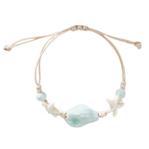 Elegant Conch Star Fish Shells Perlen Armband Leicht Gewebte Kabel Handchain Beach Armreif Für Frauen Und Mädchen Geflochtene Harz Muscheln Schmuck von Lerpwige