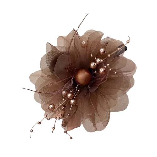 Elegante Pfingstrosen-Haarspange mit Fransen, starker Verschluss, klassische braun/schwarze Haarspange für Damen, elegante Haarspange für Hochzeiten von Lerpwige