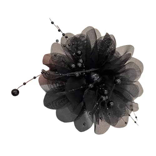 Elegante Pfingstrosen-Haarspange mit Fransen, starker Verschluss, klassische braun/schwarze Haarspange für Damen, elegante Haarspange für Hochzeiten von Lerpwige