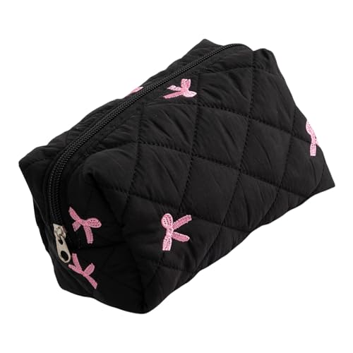 Eleganter gesteppter Lippenstift-Organizer mit Schleife, große Kapazität, Make-up-Zubehör-Halter, tragbare Kosmetik-Aufbewahrungstasche, Schwarz , Einheitsgröße Eleganter gesteppter Lippenstift-Organizer mit Schleife, große Kapazität, Make-up-Zubehör-Halter, tragbare Kosmetik-Aufbewahrungstasche, Schwarz , Einheitsgröße von Lerpwige