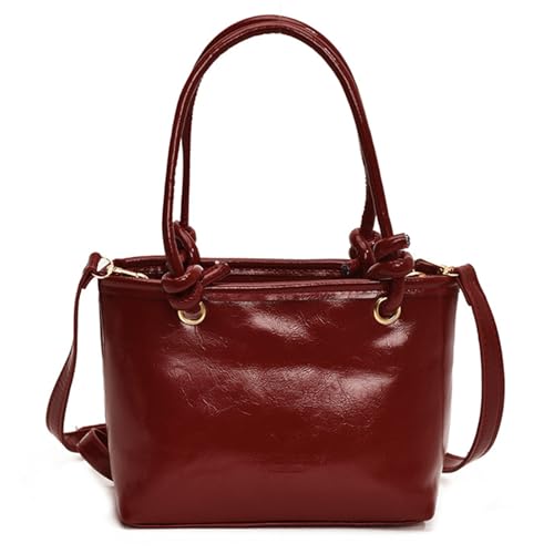 Frauen Eimerbeutel Feste Farbe Schulter PU Leder Handtasche Koreanische Styles Crossbody Einfache Messenger Für Tägliche Feste Farbe Crossbody Für Frauen PU Leder Eimer Einfacher Schulter von Lerpwige