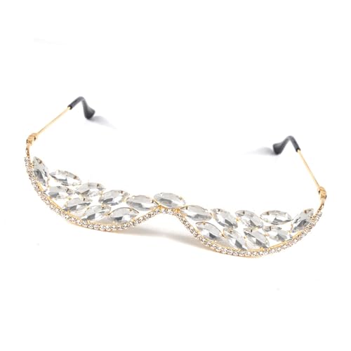 Halbbrillenrahmen ohne Gläser, Diamant-Dekor, Retro-Kristall, V-Rahmen, Brille ohne Linse, Strass, Sonnenbrille für Damen, ohne Gläser, Kristallglasrahmen, gold, Einheitsgröße Halbbrillenrahmen ohne Gläser, Diamant-Dekor, Retro-Kristall, V-Rahmen, Brille ohne Linse, Strass, Sonnenbrille für Damen, ohne Gläser, Kristallglasrahmen, gold, Einheitsgröße von Lerpwige