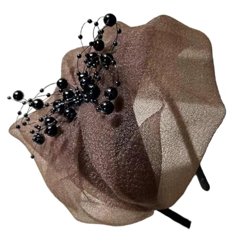 Halbkappe Crepe Rüschenhaarhoop Für Frauen Französisch Stirnband 1920er Faszinator Abendkleider Für Formelle Anlässe von Lerpwige