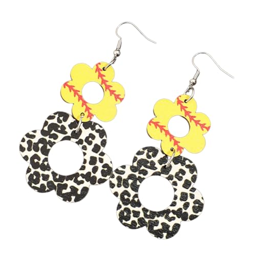 Handgefertigte Hölzerne Ohrringe Accessoire Ohrhaken Schmuck Die Sportliche Stile Mit Blumen Und Kuhdrucken Einzigartiger Stilohrringe Präsentieren von Lerpwige