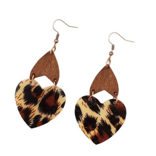 Herzförmige Ohrringe Aus Leopardendruck Stilvoller Und Robuster Dangle Ohrhaken Für Tägliche Kleidung Und Besondere Anlässe Täglich Lässige Ohrringe von Lerpwige