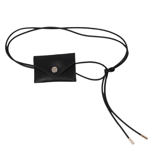 Hüfttasche für Damen, verstellbarer PU-Lederumschlag, Geldbörse, geknotetes Taillenband für den täglichen Gebrauch, Damentasche, Schwarz , Einheitsgröße, Mass Beauty von Lerpwige