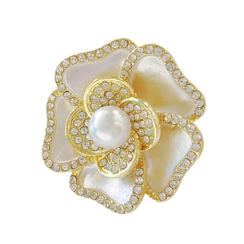 Kamelien-Blumen-Brosche mit Strasssteinen, Legierungsmaterialien, elegantes Geschenk, luxuriöse Kamelien-Blumen-Brosche für jeden Anlass, elegante Legierung für Frauen von Lerpwige