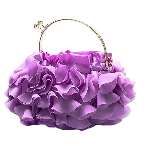 LadyPurs Handtasche mit Blumenmuster, Abendtasche, Umhängetasche, elegant, Party, Bankett, Hochzeit, Clutch, Blumenmuster, niedlich, violett von Lerpwige