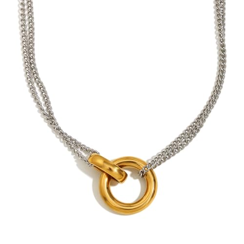 Layering Halskette Frauen Halskette Elegante Neckschmuckparty Abend Edelstahl Textur Für Mode Look Frauen Edelstahl Stahl von Lerpwige
