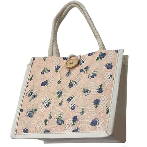 Leichte Mode Stofftasche Tasche Mit Blumenmuster Süße Top Handtasche Für Schülertasche Alltag Essentielles Koreanischer Stil Geldbeutel von Lerpwige