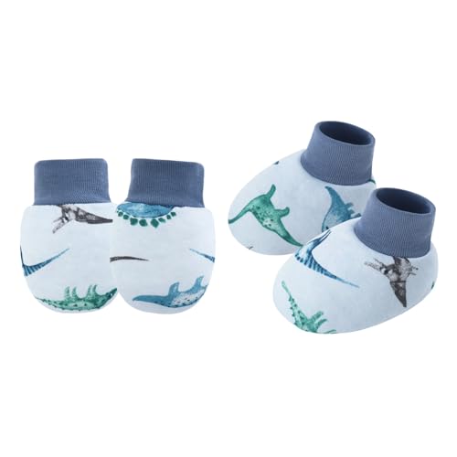 Lerpwige 1 Set Weiche Und Komfortable Baumwollbaby Fäustlinge Mit Socken Für Neugeborene Atmungsaktive Kratzerhandschuhe 0-6 Monate Geschlechtsneutrales Baby Set von Lerpwige