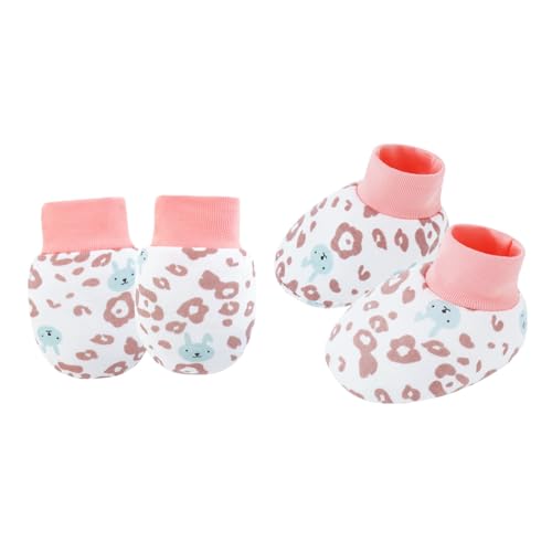 Lerpwige 1 Set Weiche Und Komfortable Baumwollbaby Fäustlinge Mit Socken Für Neugeborene Atmungsaktive Kratzerhandschuhe 0-6 Monate Geschlechtsneutrales Baby Set von Lerpwige