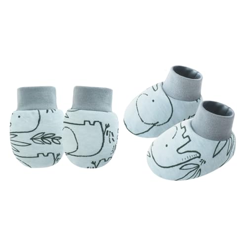 Lerpwige 1 Set Weiche Und Komfortable Baumwollbaby Fäustlinge Mit Socken Für Neugeborene Atmungsaktive Kratzerhandschuhe 0-6 Monate Geschlechtsneutrales Baby Set von Lerpwige