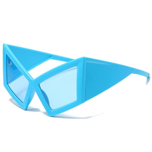 Lerpwige 1.Trendy UV400 Sonnenbrille für Strandpartys & HipHop mit bruchsicheren Gläsern & unregelmäßigem Rahmendesign Sonnenschutz Sonnenbrille, Blauer Rahmen, blaue Folie Lerpwige 1.Trendy UV400 Sonnenbrille für Strandpartys & HipHop mit bruchsicheren Gläsern & unregelmäßigem Rahmendesign Sonnenschutz Sonnenbrille, Blauer Rahmen, blaue Folie von Lerpwige