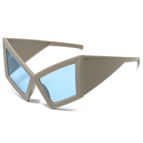 Lerpwige 1.Trendy UV400 Sonnenbrille für Strandpartys & HipHop mit bruchsicheren Gläsern & unregelmäßigem Rahmendesign Sonnenschutz Sonnenbrille, Grauer Rahmen, blaue Folie Lerpwige 1.Trendy UV400 Sonnenbrille für Strandpartys & HipHop mit bruchsicheren Gläsern & unregelmäßigem Rahmendesign Sonnenschutz Sonnenbrille, Grauer Rahmen, blaue Folie von Lerpwige