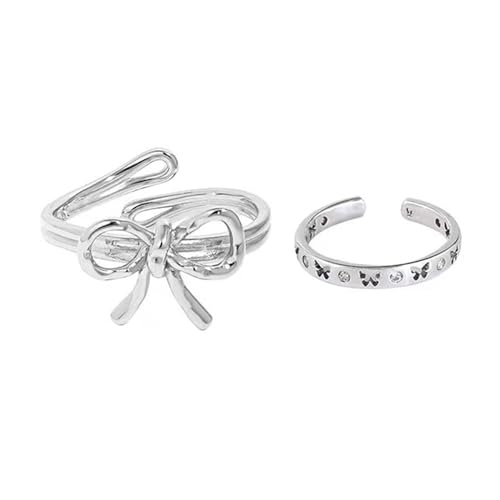 Lerpwige 2pcs Frauen Offene Ringe Set Vintage Bowknotringe Stapelbare Daumenknöchelringe Verstellbare Offene Ringe Set Set Lerpwige 2pcs Frauen Offene Ringe Set Vintage Bowknotringe Stapelbare Daumenknöchelringe Verstellbare Offene Ringe Set Set von Lerpwige