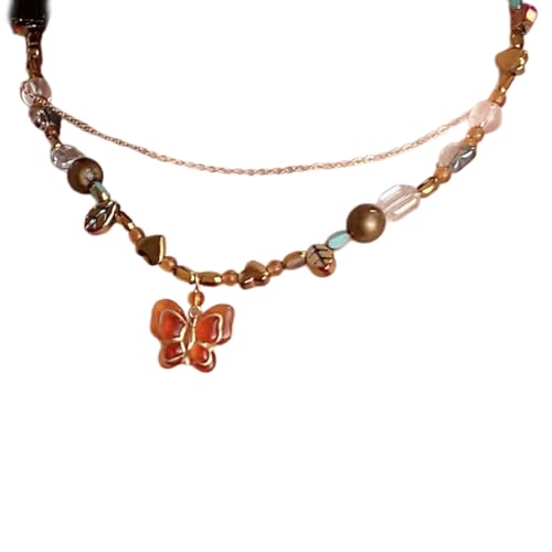 Lerpwige Ästhetischer Party-Schmuck, bunte Perlen-Halskette, handgefertigte Kette, Schmuckperlen, geeignet für Frauen und Mädchen, handgefertigte Halskette, Einheitsgröße, Wie beschrieben, Wie von Lerpwige