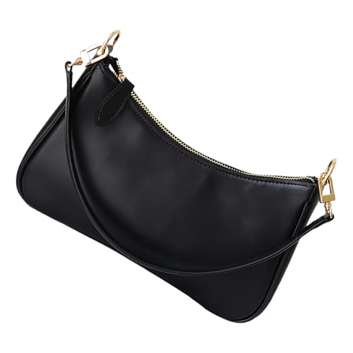 Lerpwige Auffällige Umhängetasche mit abnehmbarem Riemen und sicheren Reißverschlüssen, Achseltaschen aus PU-Leder für Einkäufe oder Reisen, Schwarz , One Size von Lerpwige