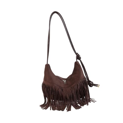 Lerpwige Damen-Umhängetasche, einfache Achseltasche, Quasten, Achseltasche, Pendeln, große Kapazität, Crossbody für den täglichen Gebrauch, trendige Schultertasche, Retro, Unterarmquasten, Crossbody von Lerpwige