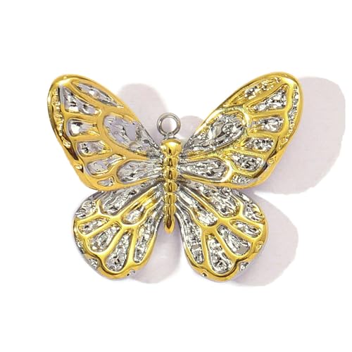 Lerpwige Double Color Heart Moon Stern Schmetterlings Bienen Charme Edelstahl Anhänger Schmuck 11 Vielseitiger Charme Für Besondere Anlässe Vielseitig Sternmond Schmetterling Halskette Set von Lerpwige