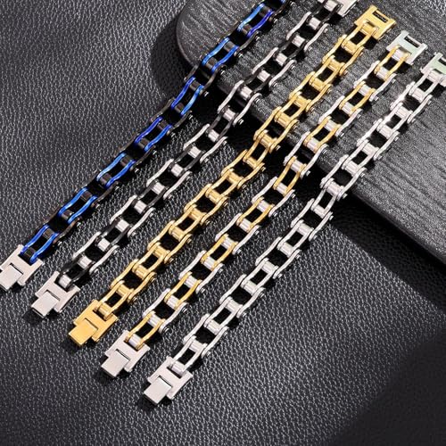 Lerpwige Edgy Motorcycle Kette Inspiriertes Armband Bangle Edelstahl Armband Verstellbares Verschluss Design Für Aktive Männer ENTSCHALTE PUNKELSTELLUNGE Band von Lerpwige