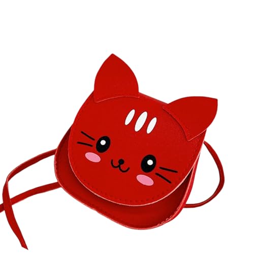 Lerpwige Einzigartige Katze Muster Umhängetasche für Kinder Kompakte Größe Verstellbarer Riemen Crossbody Taschen Mädchen Mode Kleine Geldbörse Mädchen Verstellbare Umhängetasche Geschenk, rot, One von Lerpwige
