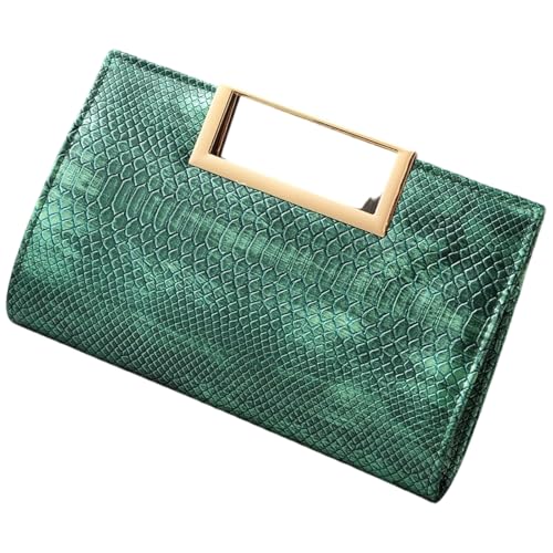 Lerpwige Elegante Umhängetasche für Damen, Umschlag, Umhängetasche mit abnehmbarer Kette, für Cocktail-Party, Hochzeit, Abendtasche, elegante Umhängetasche, Damen-Umhängetasche, PU-Leder, grün, One von Lerpwige