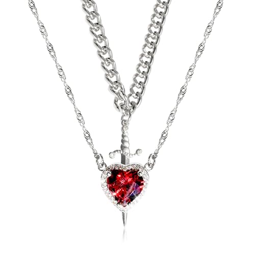 Lerpwige Elegantes Herz Und Schwerter Halskette Einstellbare Länge Colarbone Kette Handgefertigter Neckkettenschmuck Für Modische Frauen Date Nacht Schmuck Schmuck Lerpwige Elegantes Herz Und Schwerter Halskette Einstellbare Länge Colarbone Kette Handgefertigter Neckkettenschmuck Für Modische Frauen Date Nacht Schmuck Schmuck von Lerpwige