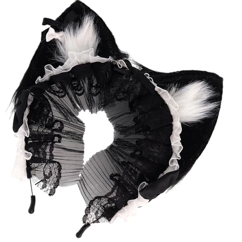 Lerpwige Entzückendes Tierohr-Haarband, pelziges Cosplay-Zubehör, Cartoon-Haarteil, modische Kopfbedeckung für Halloween-Partys, Anime-Haarschleifen, Tierohr-Stirnbänder von Lerpwige