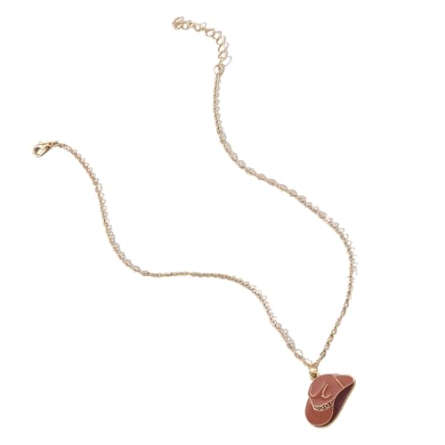 Lerpwige Halskette mit Cowgirl-Hut-Anhänger im Retro-Stil mit lebendiger Tropföl-Beschichtung, für den Alltag und besondere Anlässe, trendiger Westernschmuck, Einheitsgröße, Wie beschrieben, Wie von Lerpwige