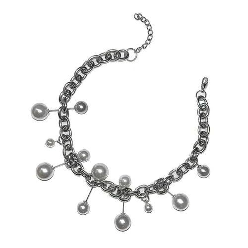 Lerpwige Halskette mit Perlen und moderner Kette, verstellbare Länge, raffiniertes Hals-Accessoire für stilvolle Frauen, anspruchsvoller Damenschmuck von Lerpwige